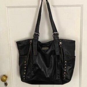 Kenneth Cole Reaction Black Leather Shoulder Bag
